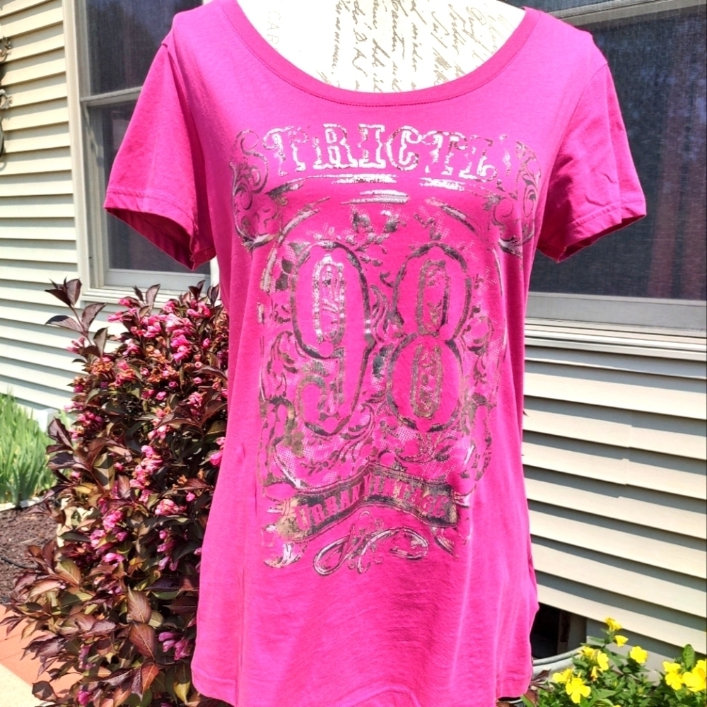 Edc XL Pink Silver Short Sleeve Scoop Neck T-Shirt!